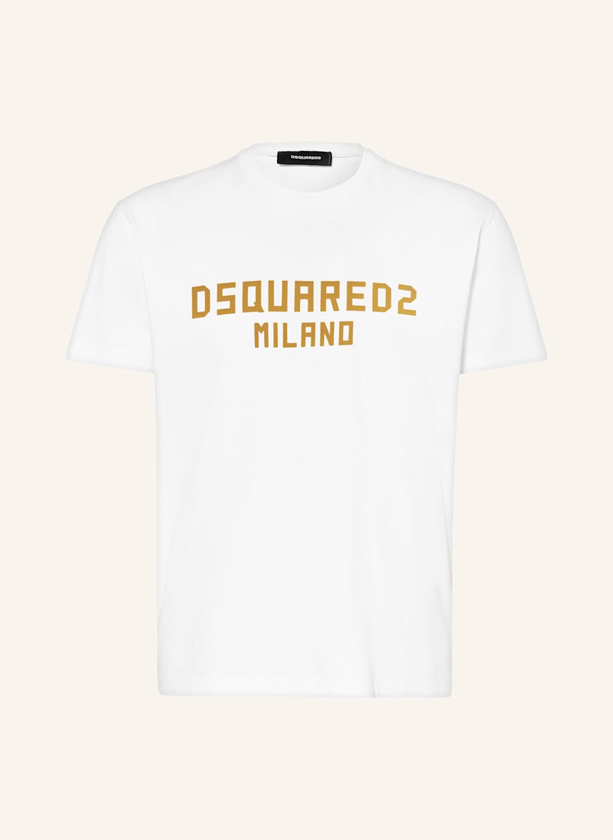 DSQUARED2 T-Shirt COOL FIT: WEISS/ DUNKELGELB