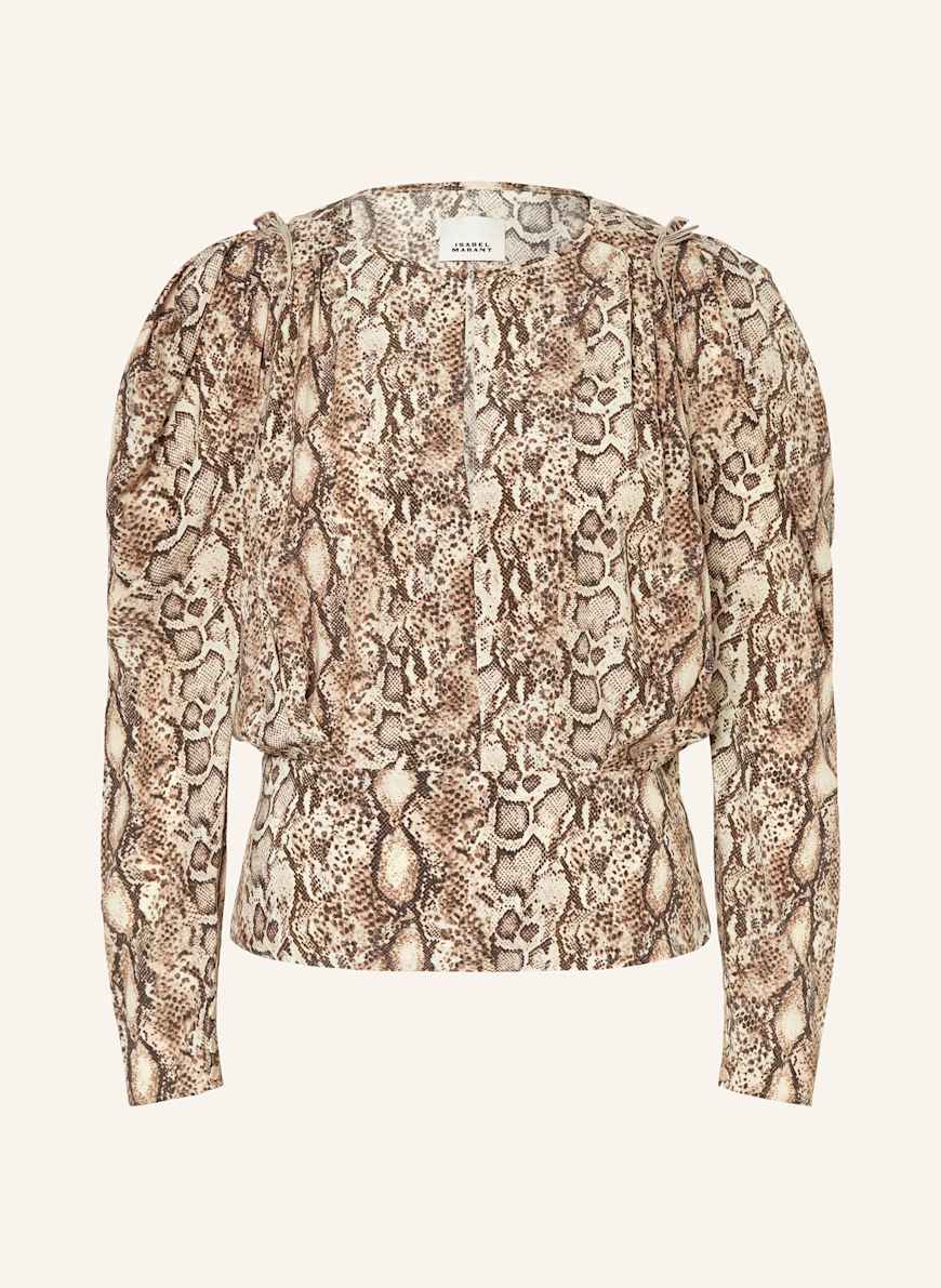 ISABEL MARANT Blusenshirt ZARGA aus Seide: BEIGE/ DUNKELBRAUN/ BRAUN