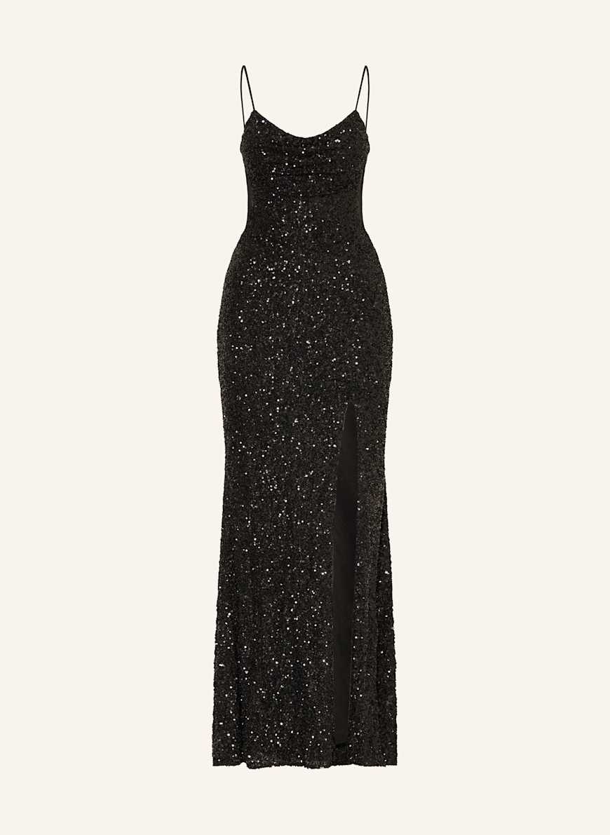 black blue vs white gold dress Blue Glitter Draped Cowl Neck Slinky Dress – Strawberry Moon main image 0