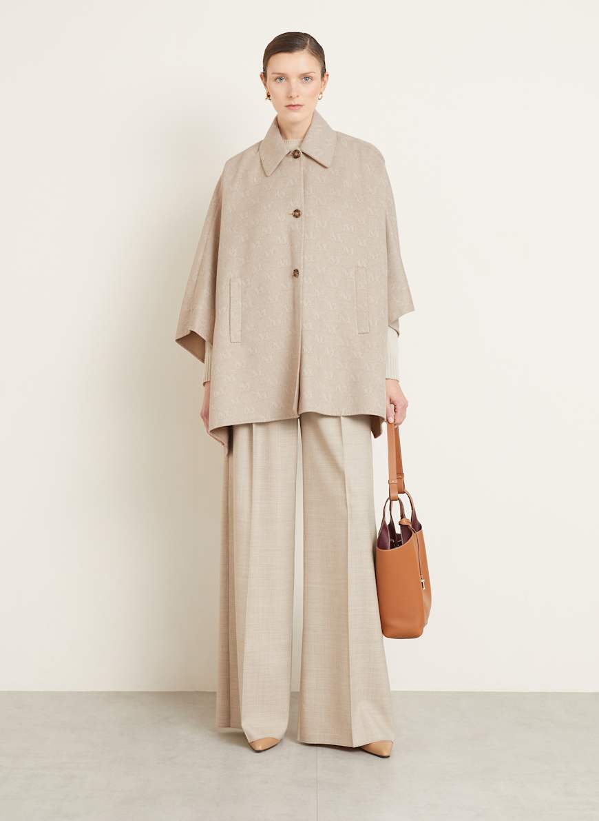 【送関込】Max Mara☆マックスマーラ Jago Logo Long Cape Max Mara Cape JAGO with silk in cream