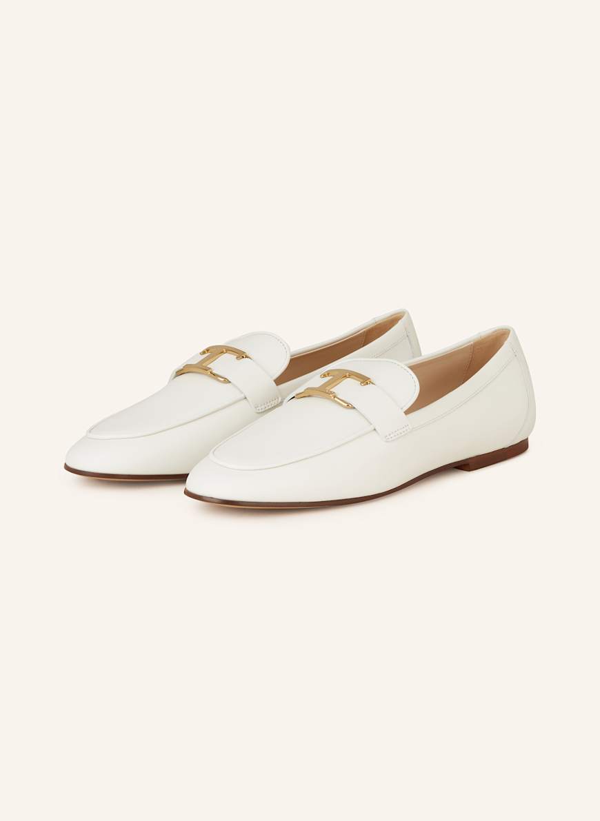 Mocassins Tod's En Cuir Blanc Pointure 36.5 - Chaussures Bateau Occasion Très Bon état