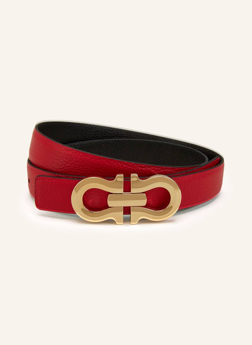 Red ferragamo belt gold buckle top