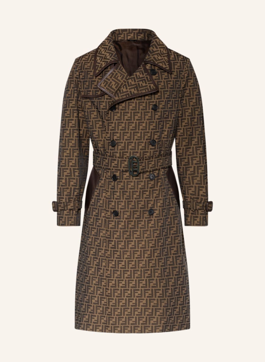 【FENDI】trench coat with removable leather collar(関税込み) FENDI Trench coat in dark brown