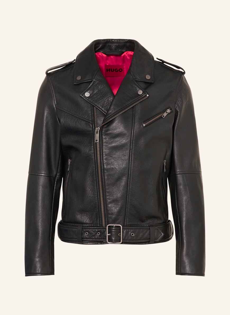 Mens boss leather jacket hotsell