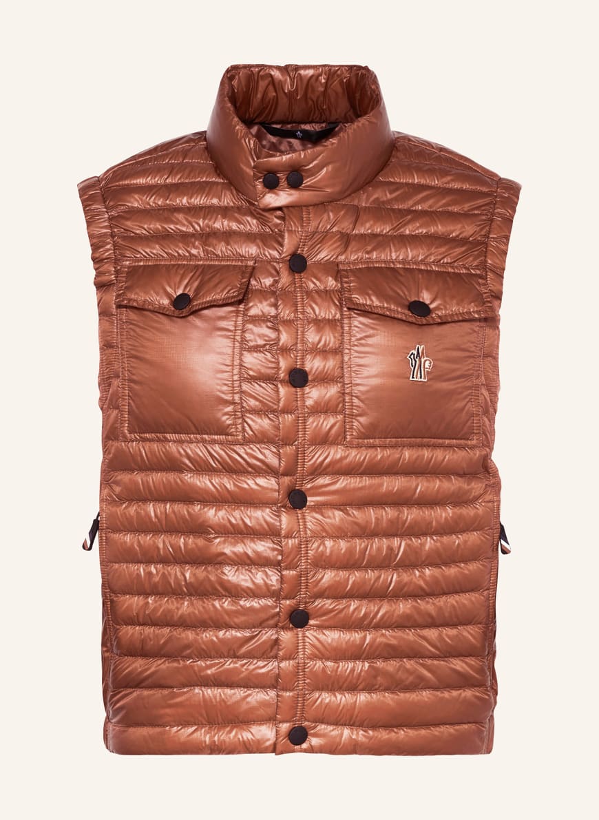 MONCLER GRENOBLE Down vest OLLON in brown