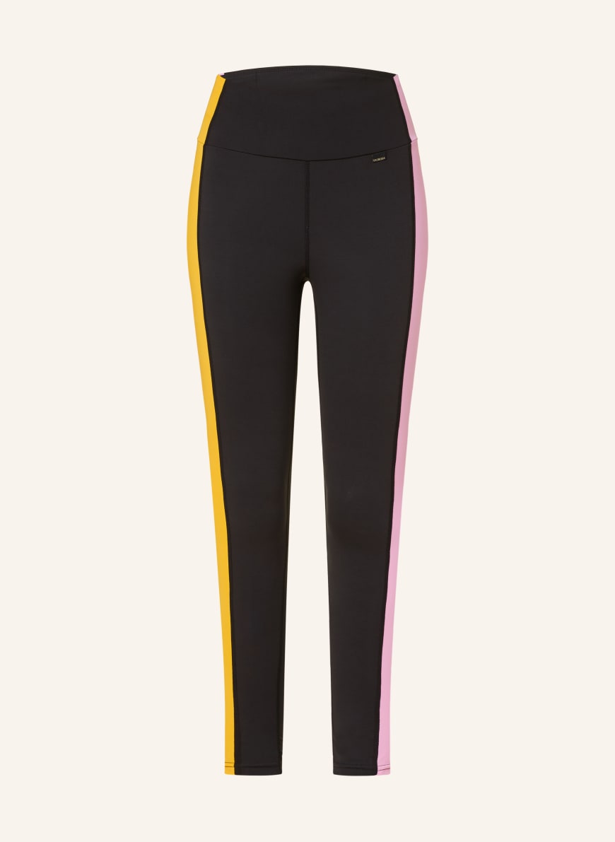 Black leggings with yellow stripe sales