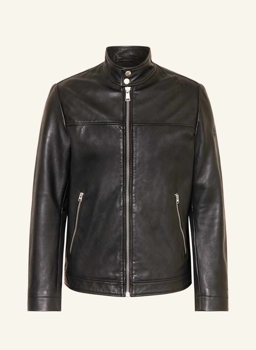 Black polo leather jacket clearance