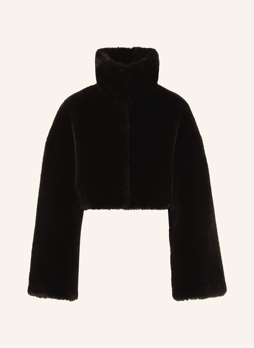 ROTATE Cropped jacket in faux fur in black