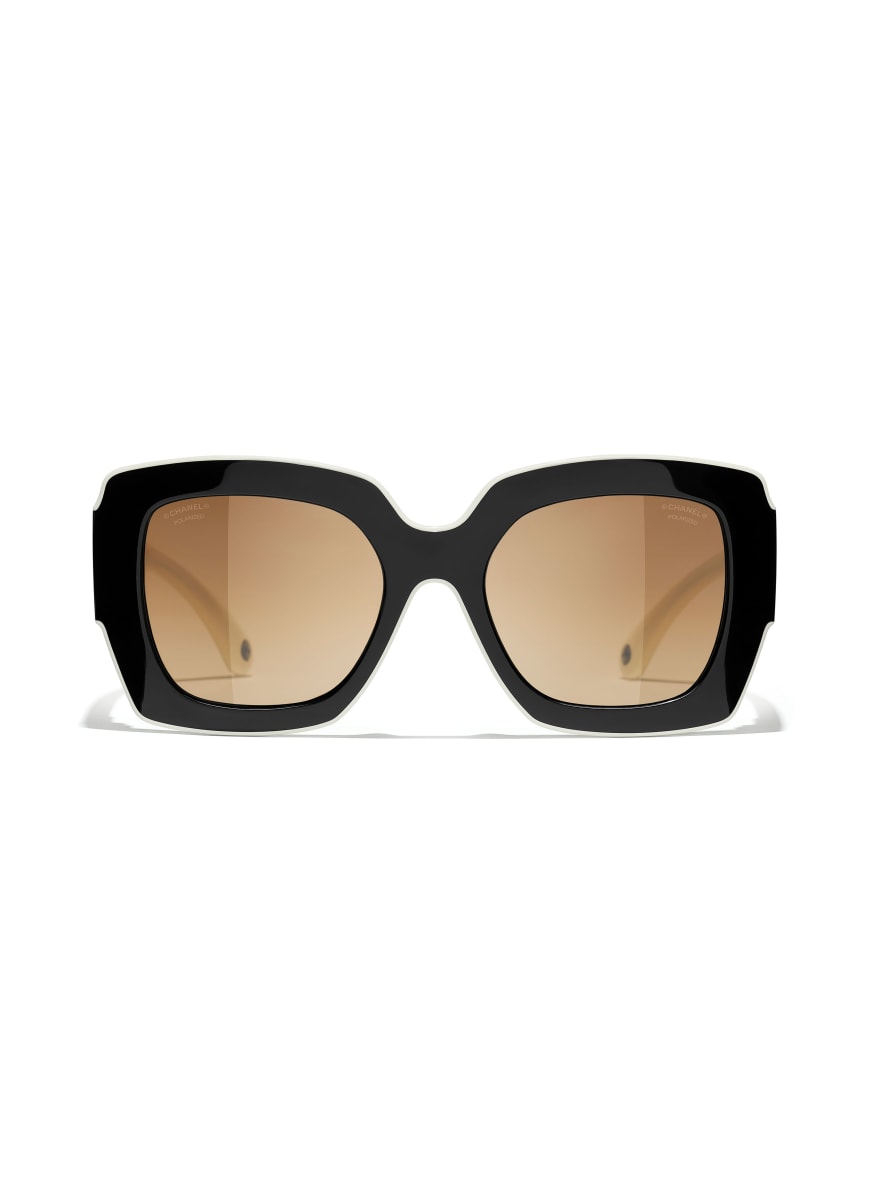 CHANEL Quadratische Sonnenbrille in 1656m2 - schwarz/ braun 