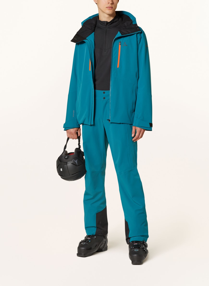 Schöffel Hardshell-Skijacke PONTRESINA in petrol/ dunkelgelb