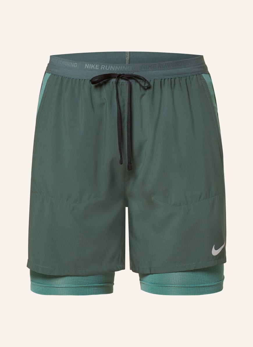 Nike 2 in 1 running shorts STRIDE in green