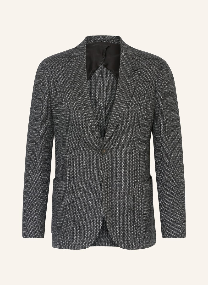 LARDINI Tweed tailored jacket extra slim fit with silk in dark blue