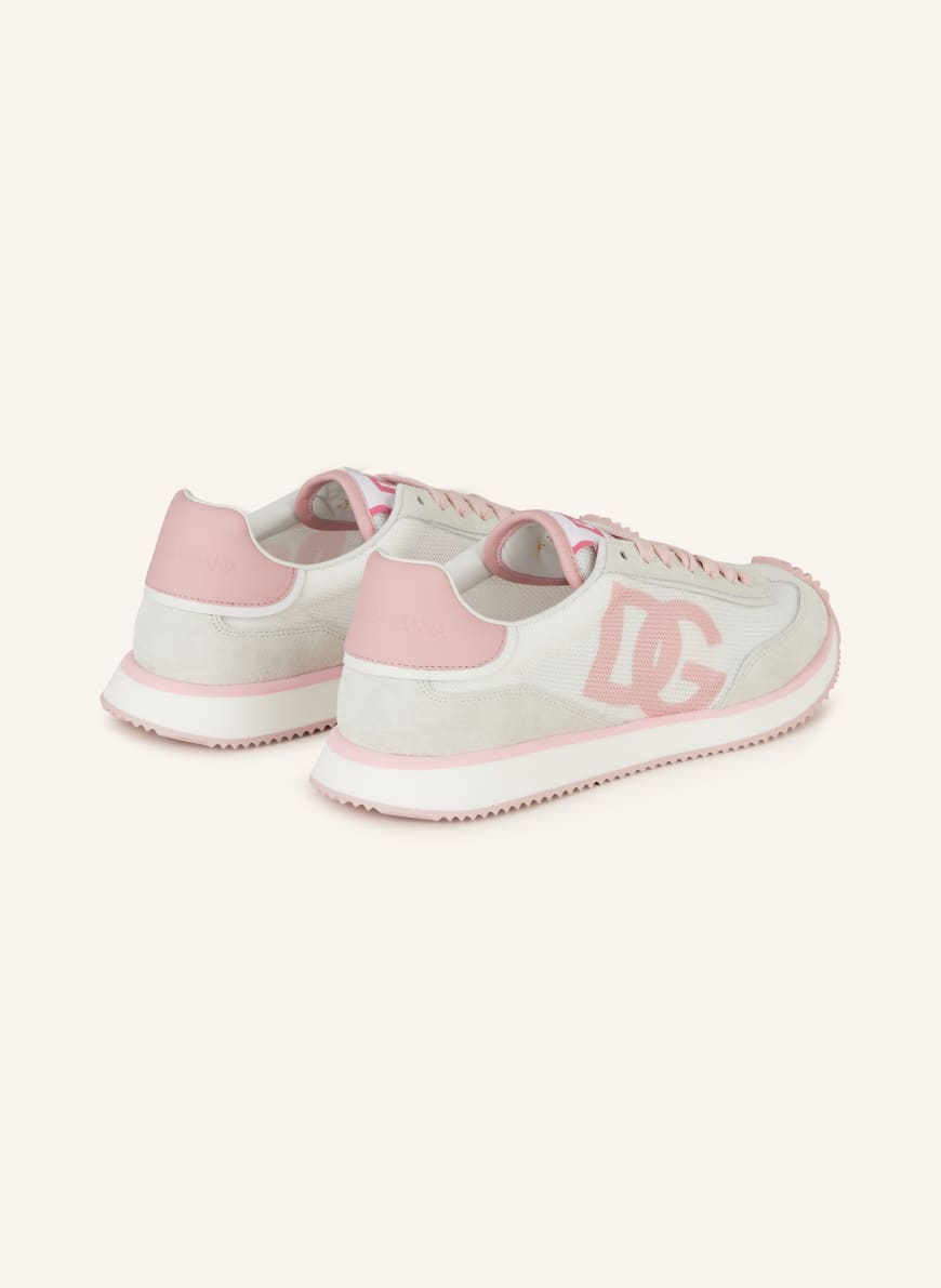 DOLCE & GABBANA Sneakers BASSA DRAGON in white/ light gray/ pink