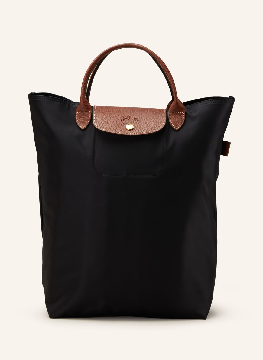 LONGCHAMP Shopper LE PLIAGE: SCHWARZ/ COGNAC