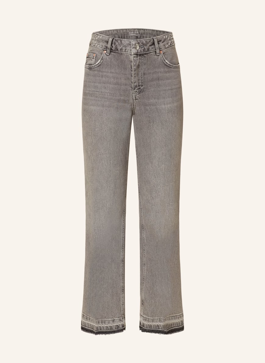 oui 7 8 Jeans with rivets in 9500 greymelange