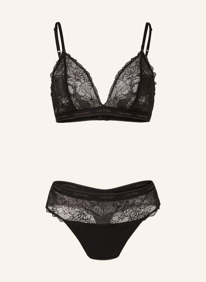 Calvin Klein Set MODERN LACE Triangle bra and thong in black