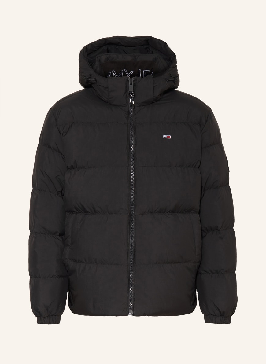 TOMMY JEANS Daunenjacke mit abnehmbarer Kapuze in schwarz