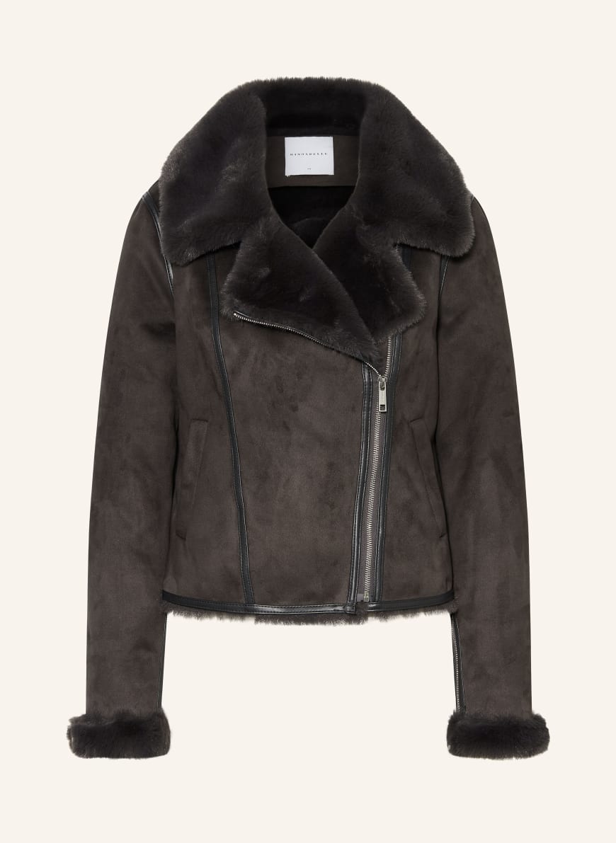 RINO PELLE Biker jacket with faux fur in dark gray