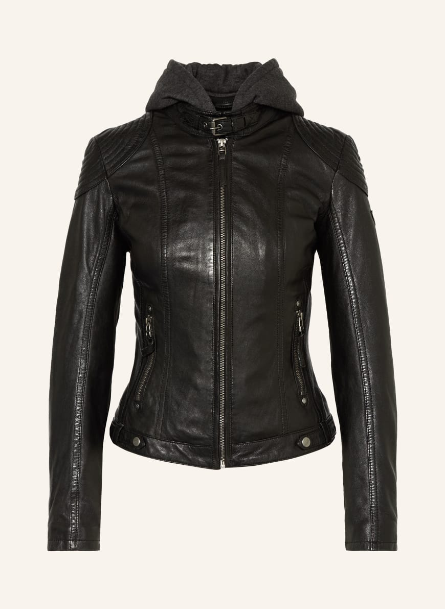 MAURITIUS Lederjacke CACEY mit herausnehmbarer Blende in schwarz