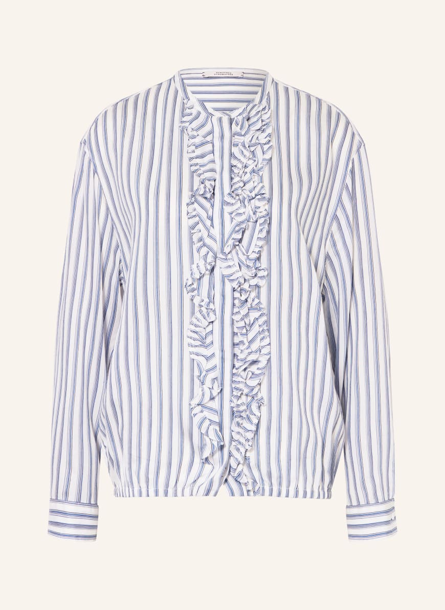 DOROTHEE SCHUMACHER Blusenshirt COOL STRIPE mit Rüschen: BLAU/ WEISS/ SCHWARZ