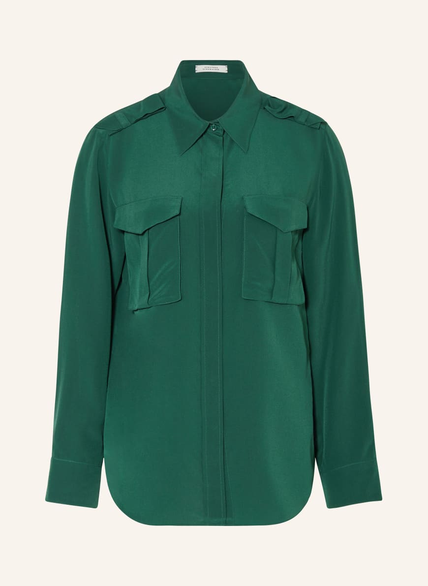 DOROTHEE SCHUMACHER Hemdbluse STRIKING VOLUMES aus Seide: GRÜN