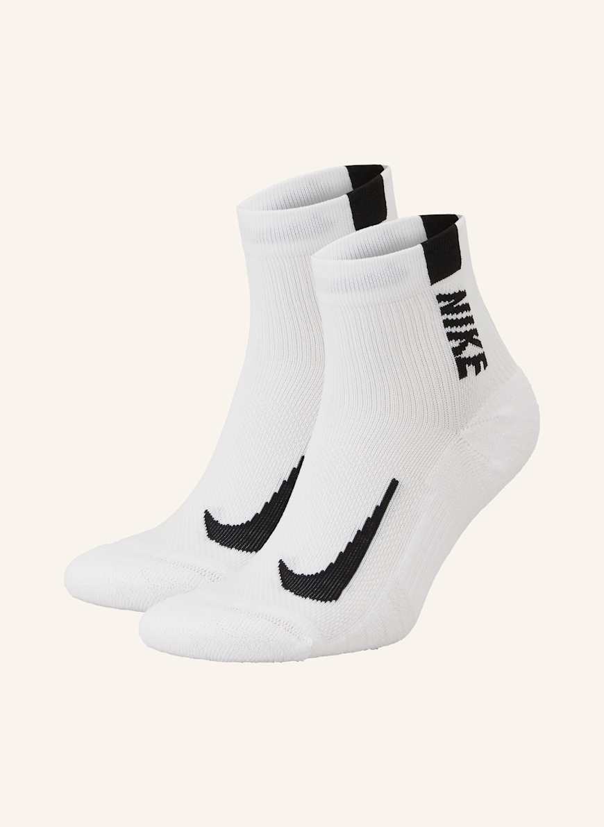 Nike 2 pack of MULTIPLIER running socks in 100 white black