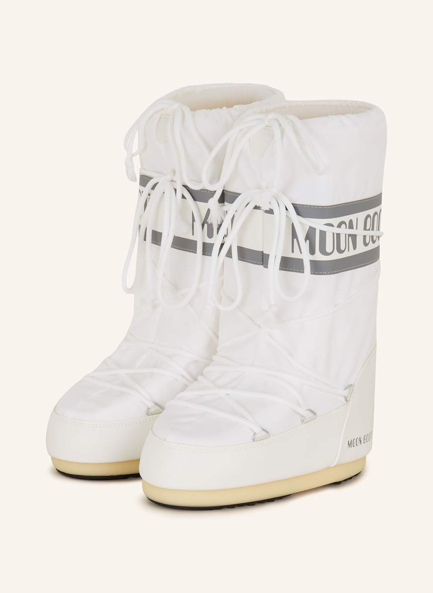 【未使用】MOON BOOT ミッドカフ Icon Nylon White MOON BOOT Moon boots ICON NYLON in white/ gray