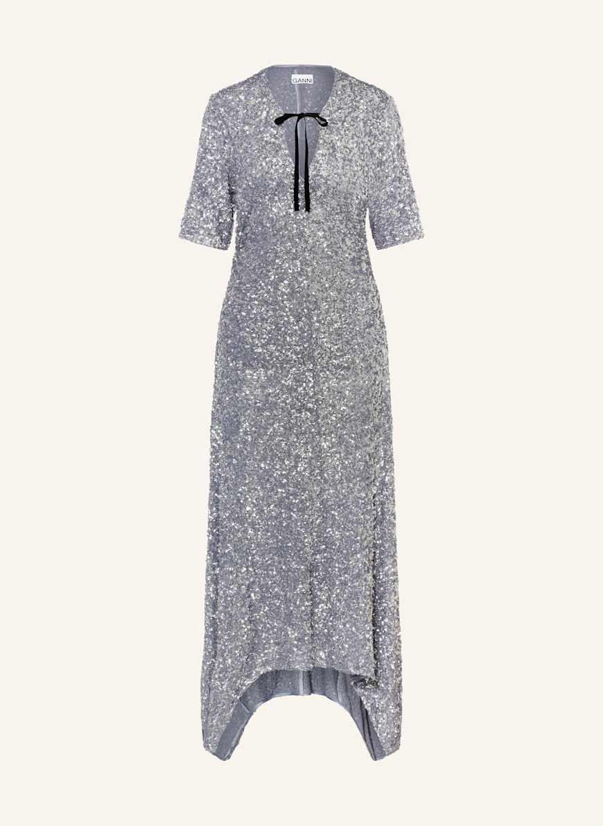 ganni silver sequin dress GANNI sequin-embellished Maxi Dress | Silver
