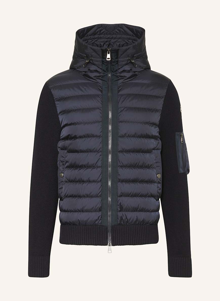 MONCLER Kurtka puchowa z mieszanki materiałów kolor granatowy