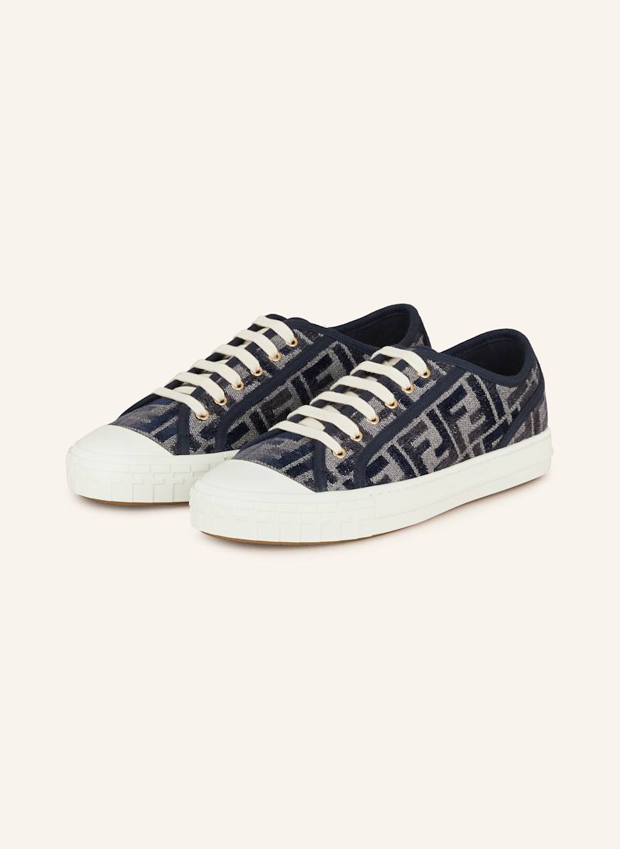 【関税込み】FENDI Light Blue Leather Domino Sneakers FENDI Sneakers DOMINO in blue/ light blue