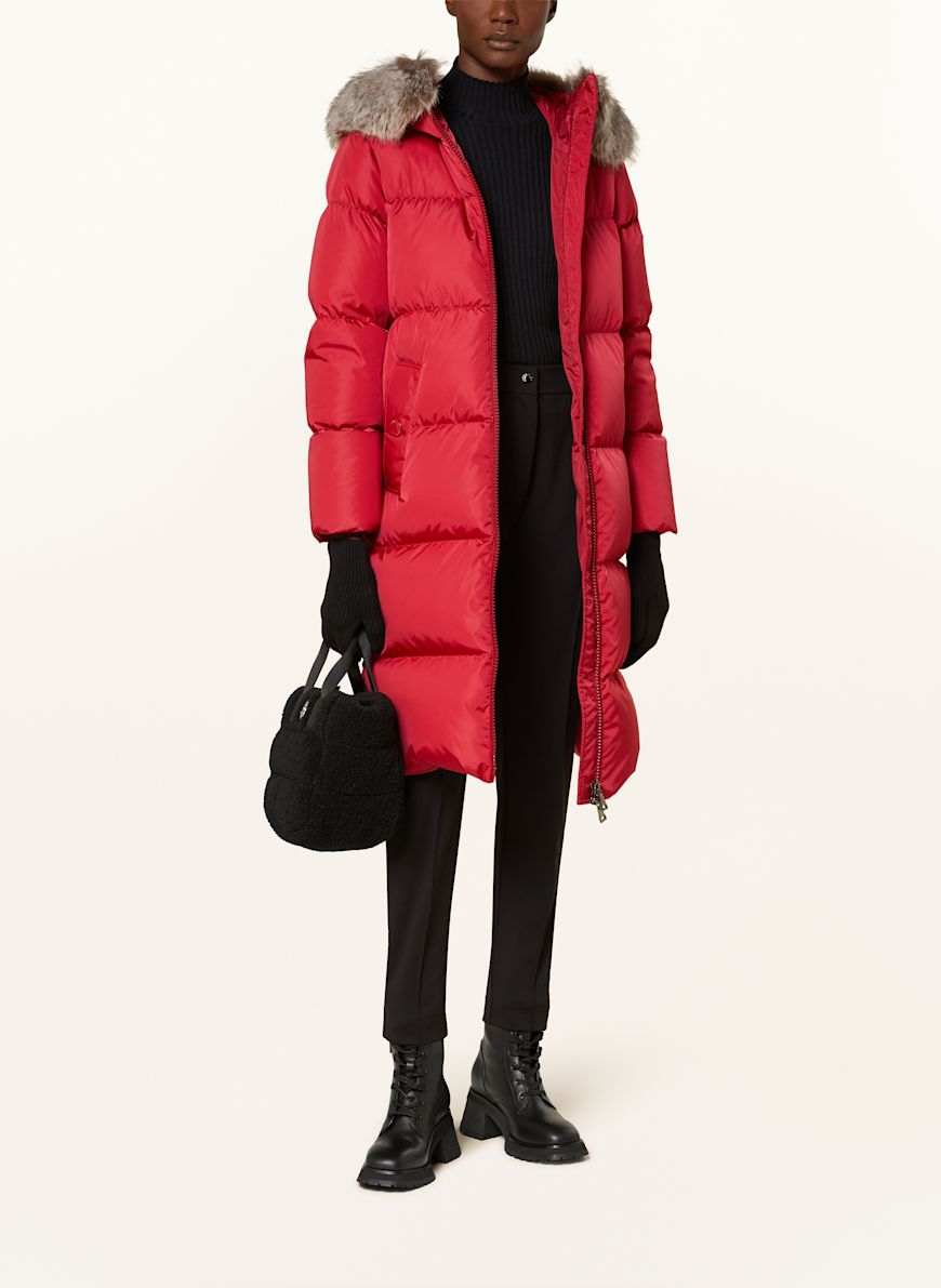 MONCLER Down coat MARRIONNIER with detachable faux fur in red