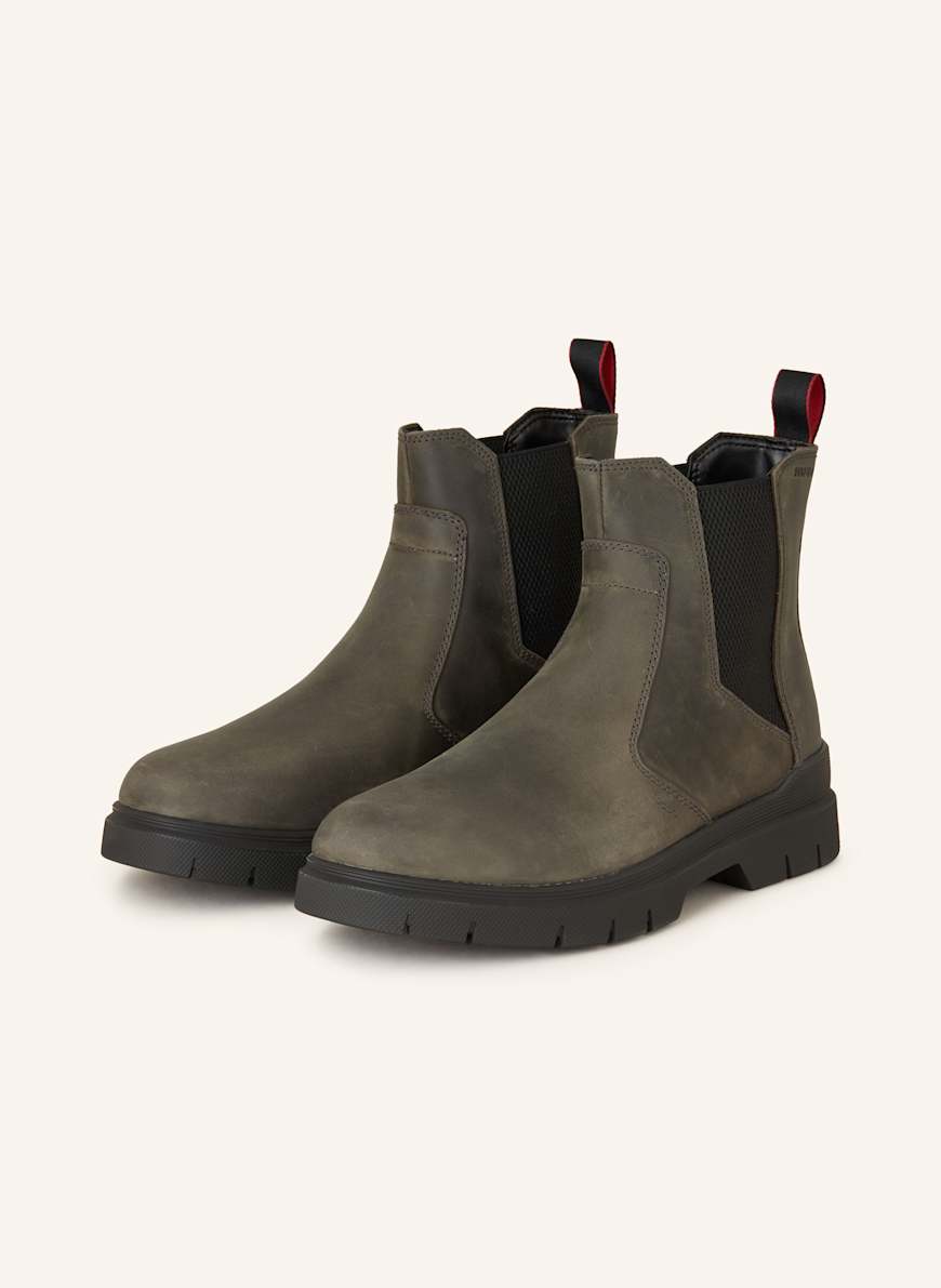 HUGO Ryan Men\'s Chelsea Boots Grey Nubuck Leather Lug Sole US 9 EU 42 NIB‎ Mens Hugo Ryan Boots In Black | Soletrader main image 3