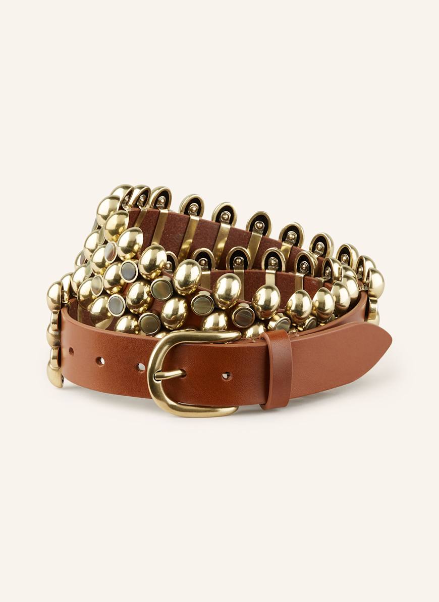 ISABEL MARANT Ledergürtel VARANA: BRAUN/ GOLD