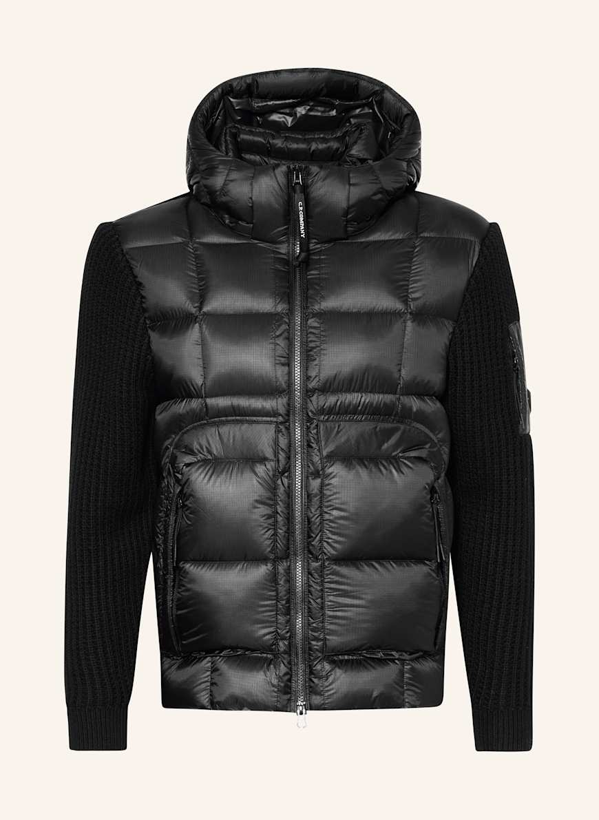 C.P. COMPANY Lightweight down jacket in mixed materials in black