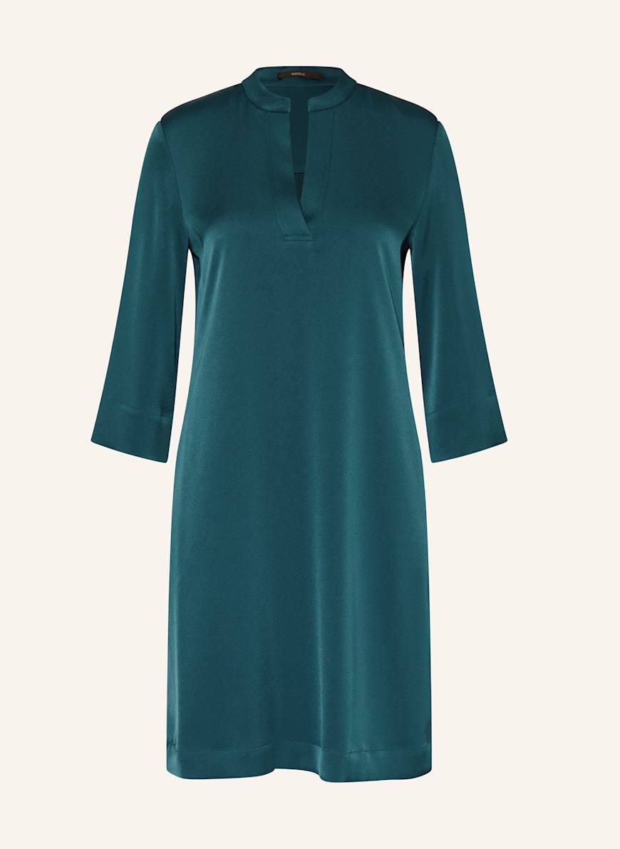 Satin dress with 3/4 sleeves in teal