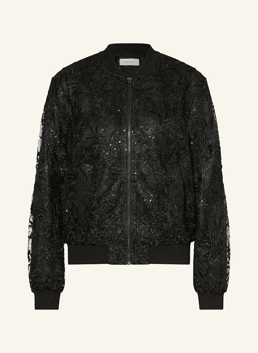 darling harbour Lace bomber jacket with sequins in black