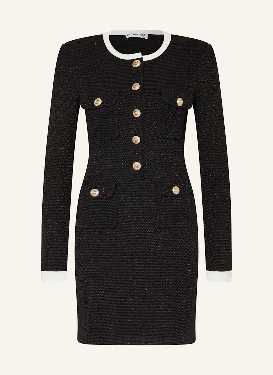 self-portrait Knit dress with glitter thread in black / white