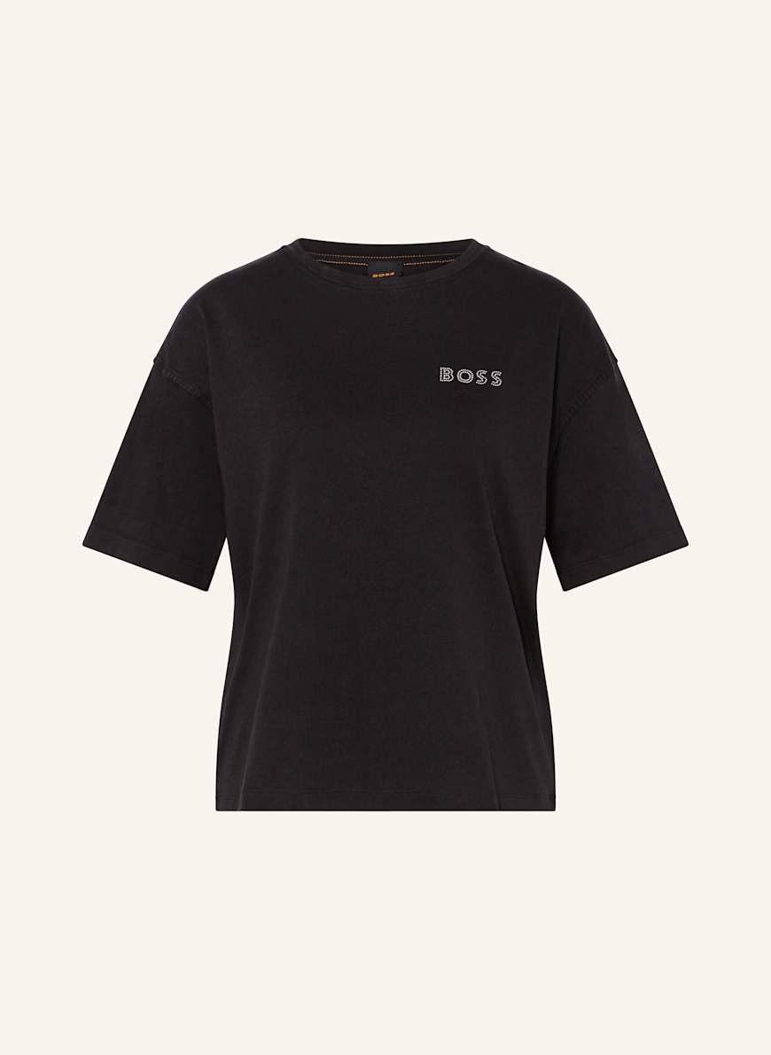 BOSS T-Shirt EVI mit Schmucksteinen: SCHWARZ