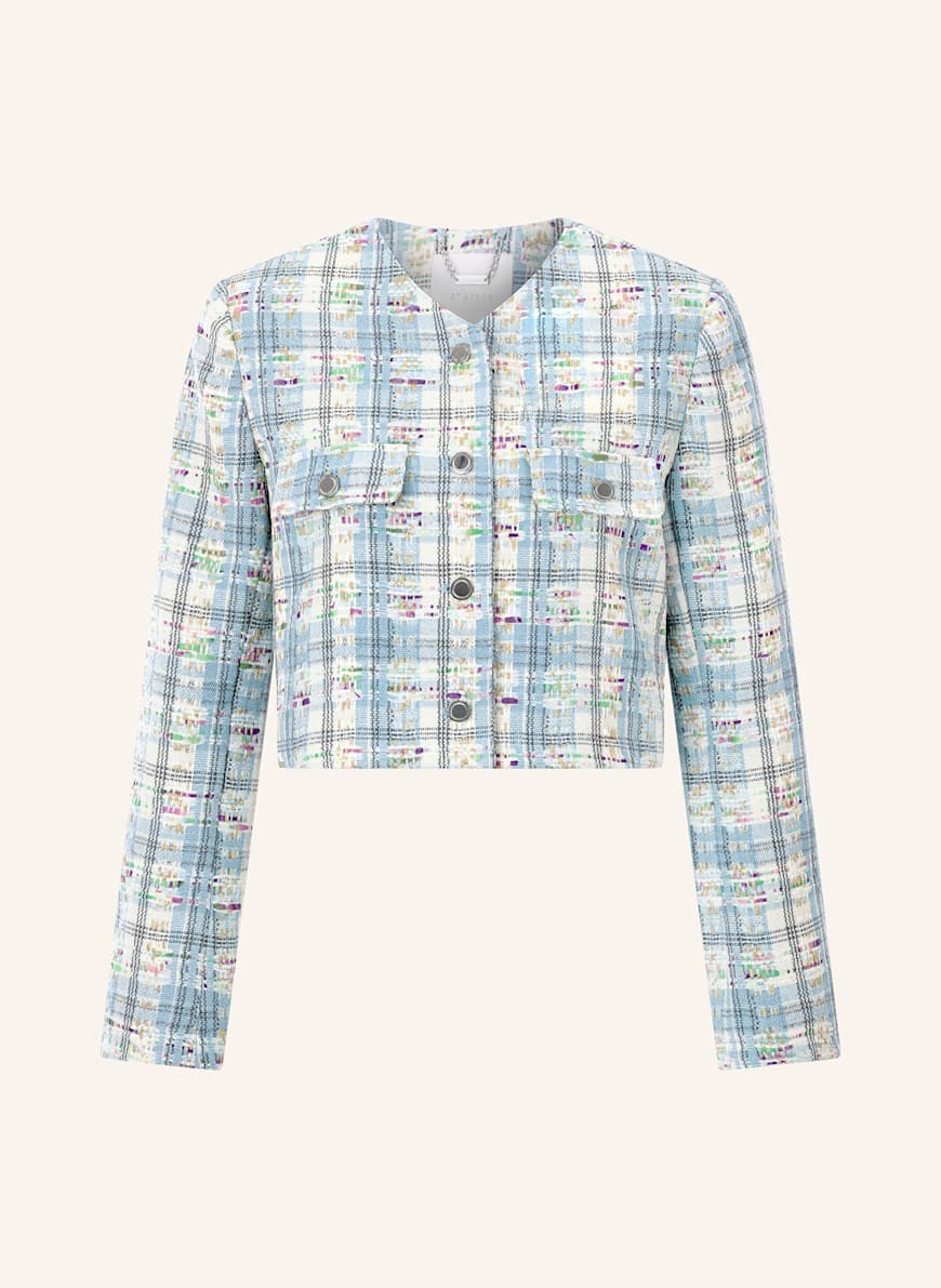 Short Jacket Jacke Rich And Royal Rich Royal Cropped-Jacke Aus Bouclé Mit  Glitzergarn In Hellblau