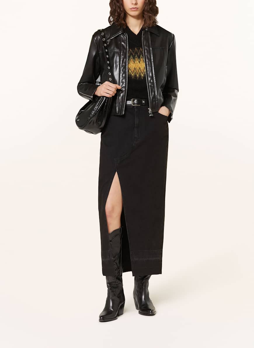 スカート PINKO SS25 'Il Cairo' skirt (104628A2EA PJE) PINKO IL CAIRO denim skirt in black