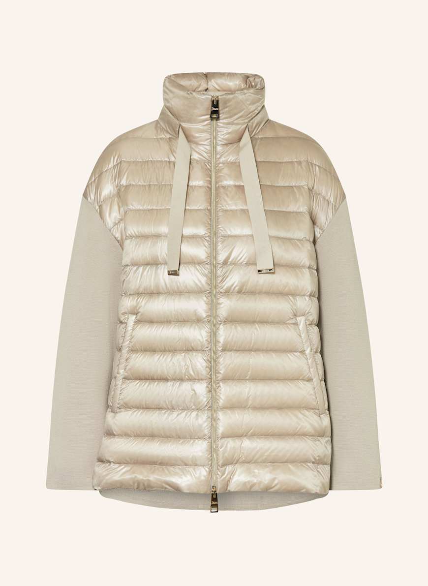 HERNO Down jacket in mixed materials in beige