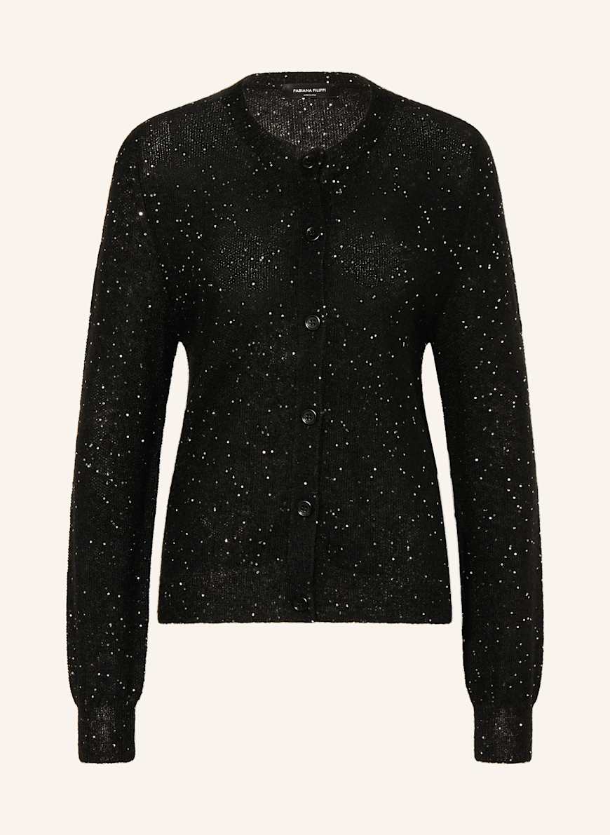 FABIANA FILIPPI Strickjacke mit Mohair und Pailletten: SCHWARZ