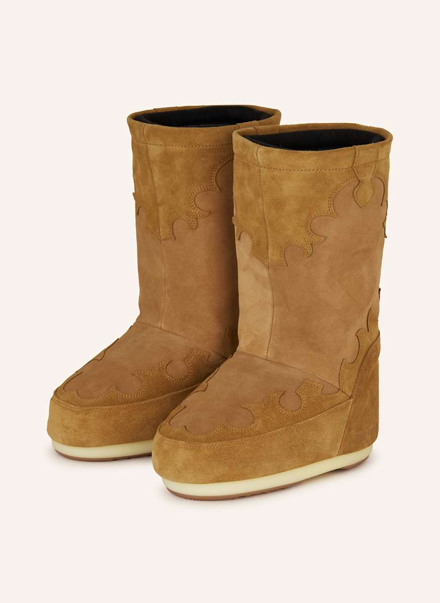 ブーツその他 Moon Boot ICON SUEDE EMBRODERY BOOTS MOON BOOT Moon Boots ICON SUEDE EMBROIDERY in cognac