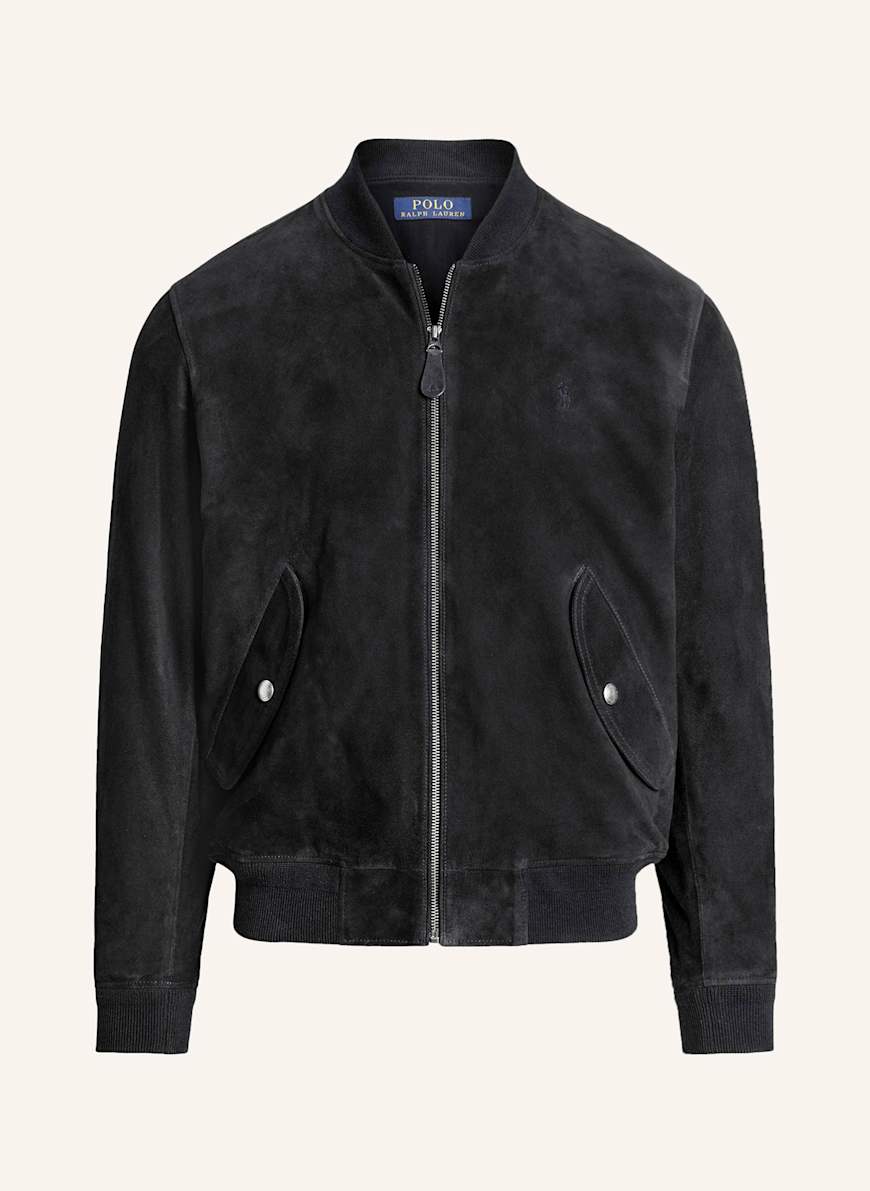 POLO RALPH LAUREN Leather bomber jacket in dark blue