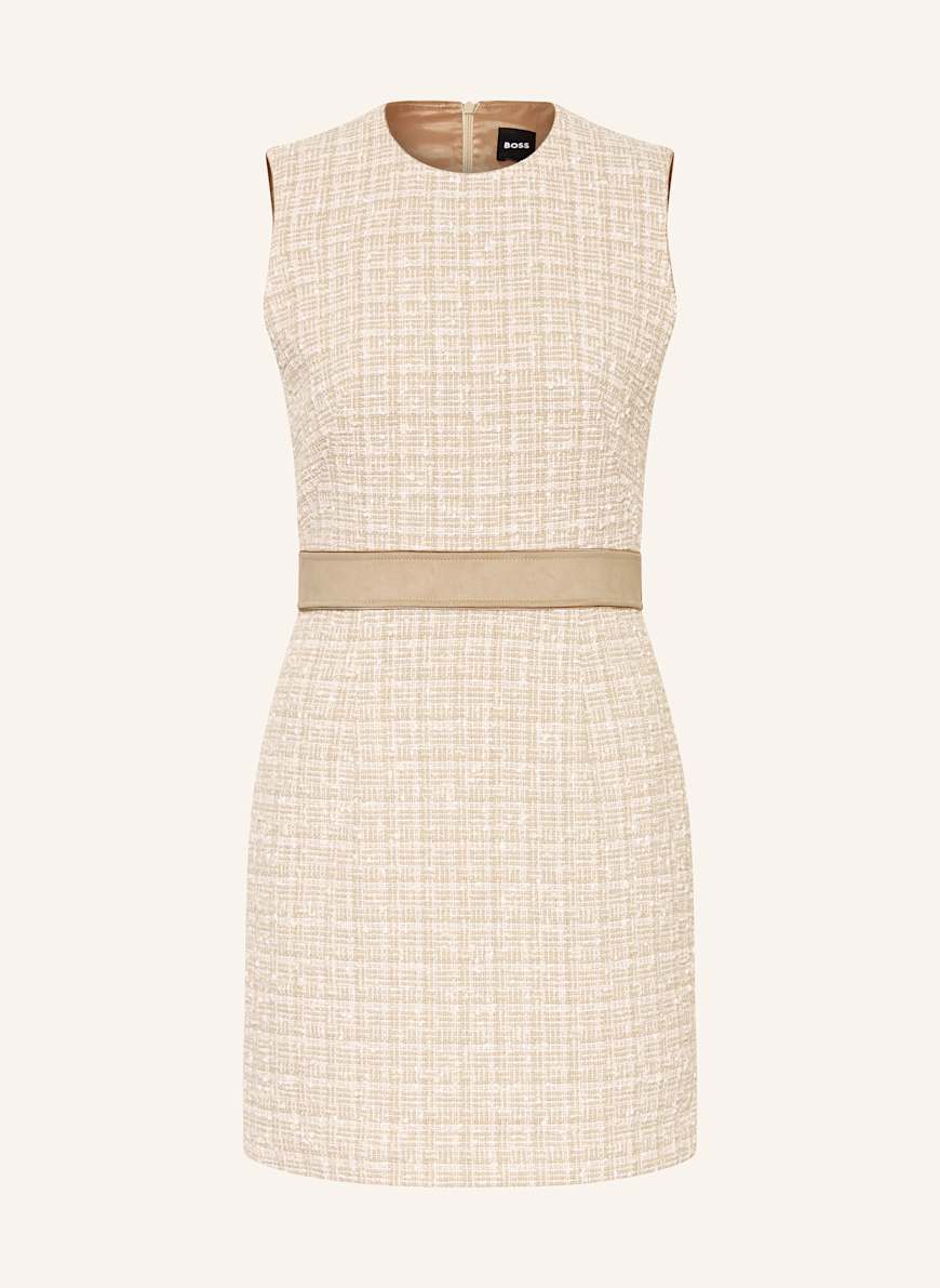 BOSS Etuikleid DIARIAS aus Tweed: BEIGE/ CREME