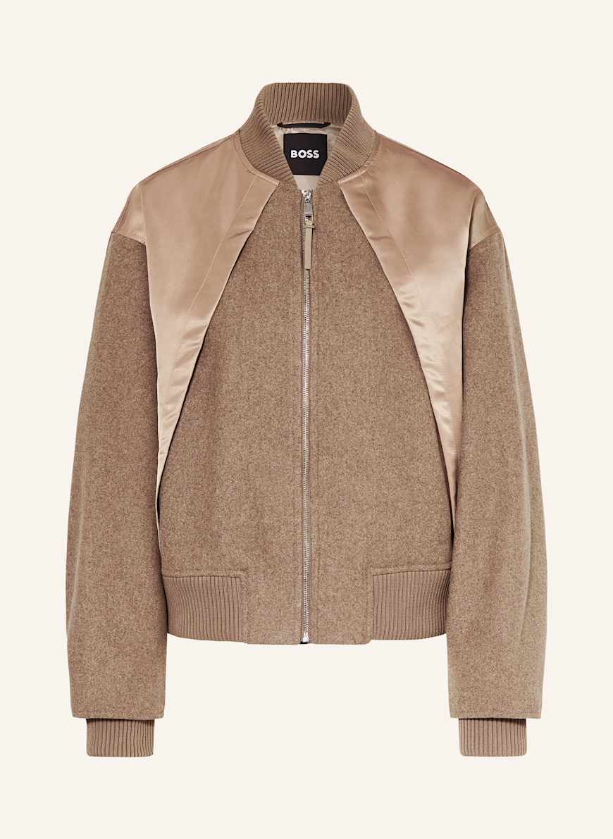 BOSS Blouson PAISIE im Materialmix: BRAUN