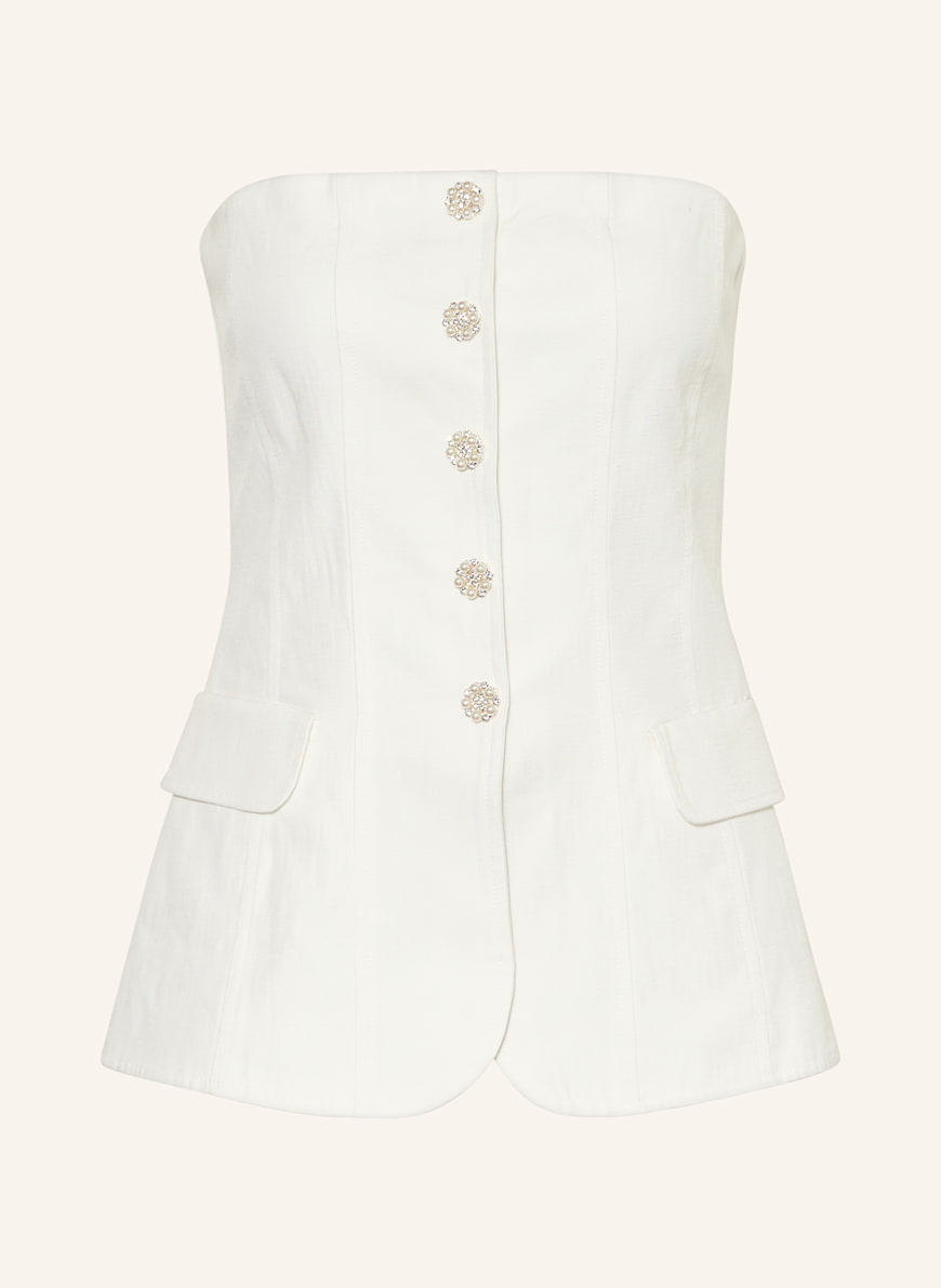 maje Off-Shoulder-Top mit Leinen: ECRU