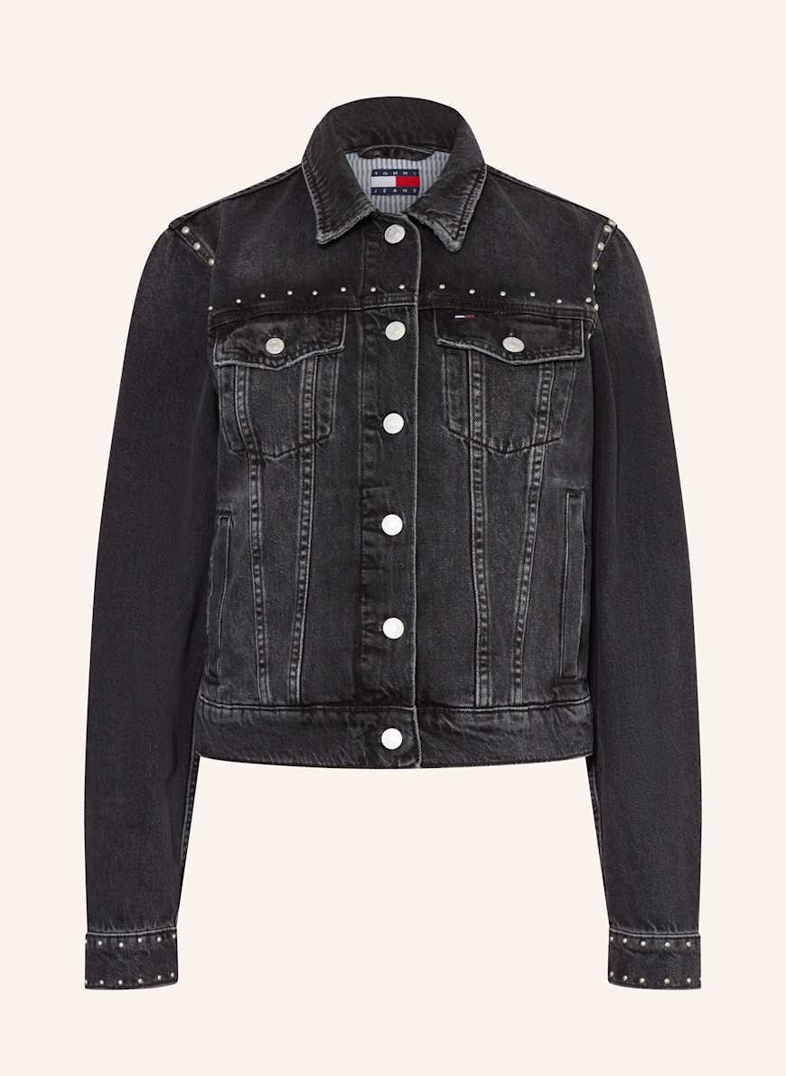 TOMMY JEANS Jeansjacke mit Nieten in schwarz