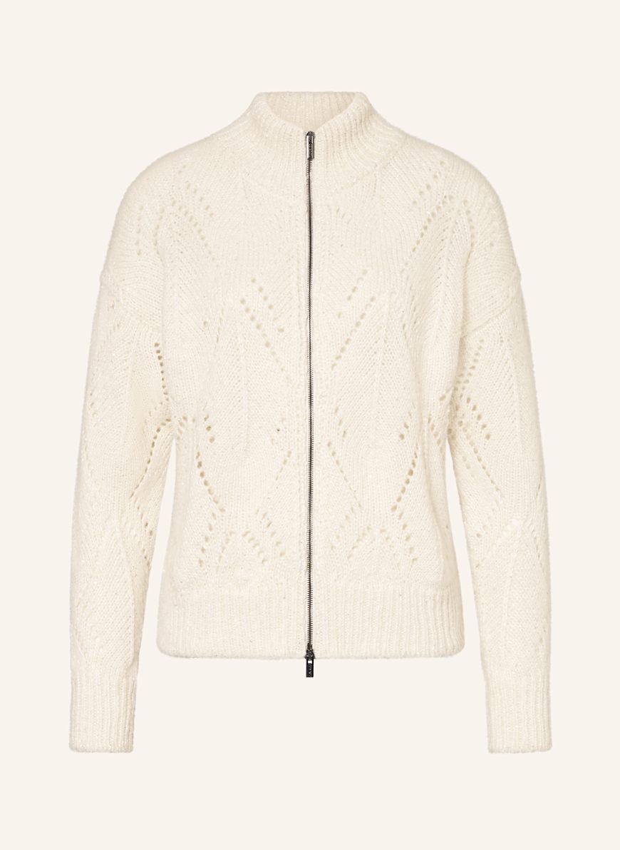 PESERICO Cardigan with sequins in ecru