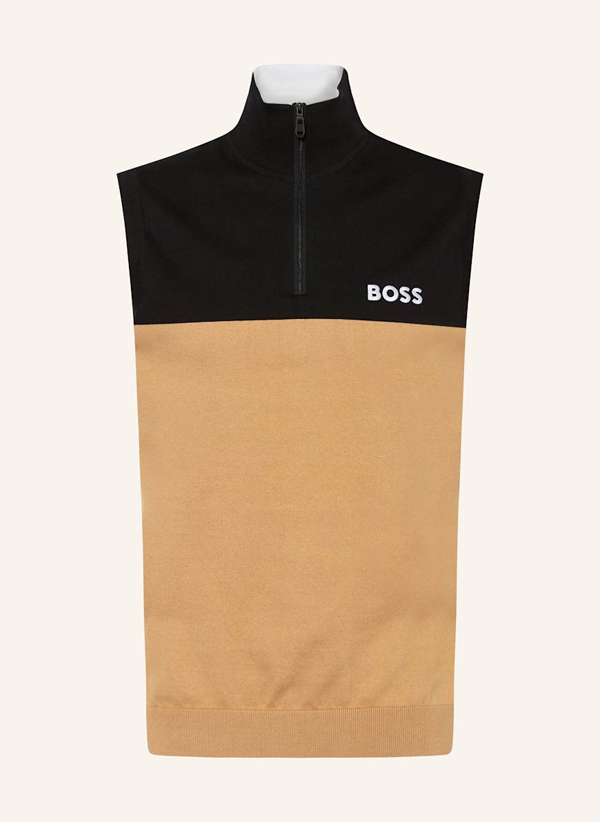 BOSS Strick-Tanktop GOLF: SCHWARZ/ CAMEL/ WEISS